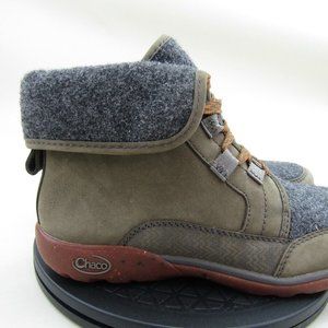 Chaco Nickel Gray Chukka Shoes Womens Size 6 Leather Wool Lace Up Performance